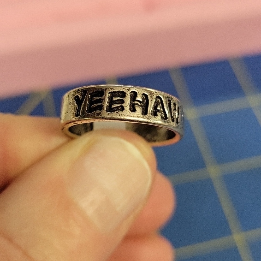 YEEHAW Silver Tone Ring Size 7.5